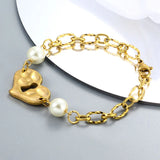 Hot Women Men Punk Silver Chain Steel Pearl Stars key Lock 50 Chain Bracelet