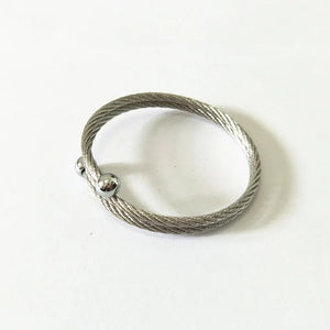 Women's Silver Cable Bracelet Adjustable Round Ball Bangle