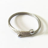 Women's Silver Cable Bracelet Adjustable Round Ball Bangle
