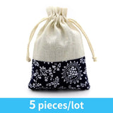 Vintage Jewelry Bag Linen Necklace Bracelet Pouch