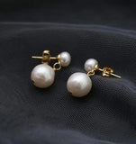 Double Bead Freshwater Pearl Earrings - Charming Women Gift