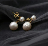 Double Bead Freshwater Pearl Earrings - Charming Women Gift
