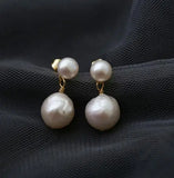 Double Bead Freshwater Pearl Earrings - Charming Women Gift