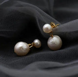 Double Bead Freshwater Pearl Earrings - Charming Women Gift