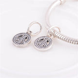 925 Sterling Silver Peace Symbol Clear CZ Charm Bracelet