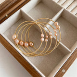 Hot Freshwater Pearl Bead Adjustable Bangle Bracelet