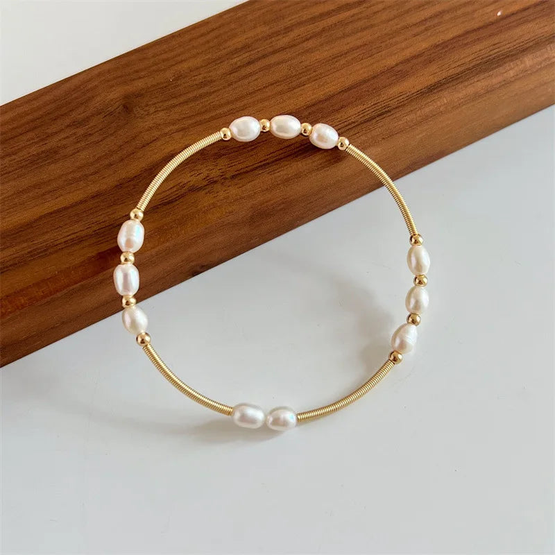 Hot Freshwater Pearl Bead Adjustable Bangle Bracelet