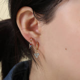 Freshwater Pearl Hoop Earring Crystal CZ Zircon Huggie Earrings Set