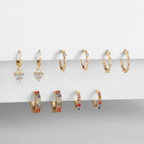 Freshwater Pearl Hoop Earring Crystal CZ Zircon Huggie Earrings Set