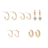 Freshwater Pearl Hoop Earring Crystal CZ Zircon Huggie Earrings Set