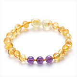 Natural Amber Teething Bracelet for Baby - Oval Shape Crystal Bracelet