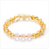 Natural Amber Teething Bracelet for Baby - Oval Shape Crystal Bracelet