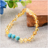 Natural Amber Teething Bracelet for Baby - Oval Shape Crystal Bracelet