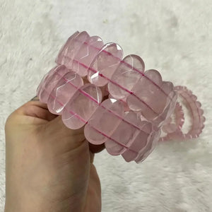 Natural Rose Quartz 10*20mm Gemstone Bangle Bracelet for Women