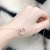 Geometric 925 Silver Necklace with Zircon Pendant SNK021