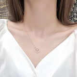 Geometric 925 Silver Necklace with Zircon Pendant SNK021