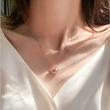 Geometric 925 Silver Necklace with Zircon Pendant SNK021