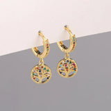 Tree Of Life Drop Earrings Boho Crystal Zircon Jewelry For Birthday Gift