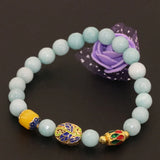 Gold-color Cloisonne 8mm Amazonite Beaded Bracelet