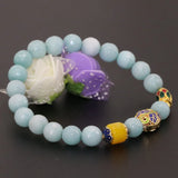 Gold-color Cloisonne 8mm Amazonite Beaded Bracelet