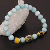 Gold-color Cloisonne 8mm Amazonite Beaded Bracelet