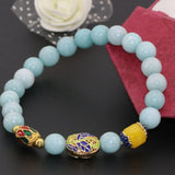 Gold-color Cloisonne 8mm Amazonite Beaded Bracelet
