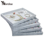 Gray Velvet Jewelry Display Tray Showcase