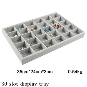 Gray Velvet Jewelry Display Tray Showcase