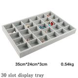 Gray Velvet Jewelry Display Tray Showcase