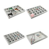 Gray Velvet Jewelry Display Tray Plate Showcase