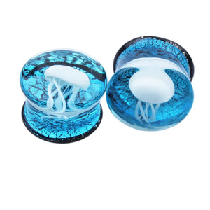 Glass Jellyfish Ear Gauge Plug Saddle Ear Expander Stretcher Mix Designs
