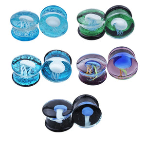 Glass Jellyfish Ear Gauge Plug Saddle Ear Expander Stretcher Mix Designs
