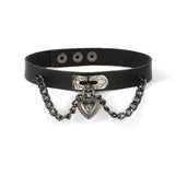 Harajuku Goth PU Leather Choker Necklace Women Punk Hip Hop Pendant Necklaces