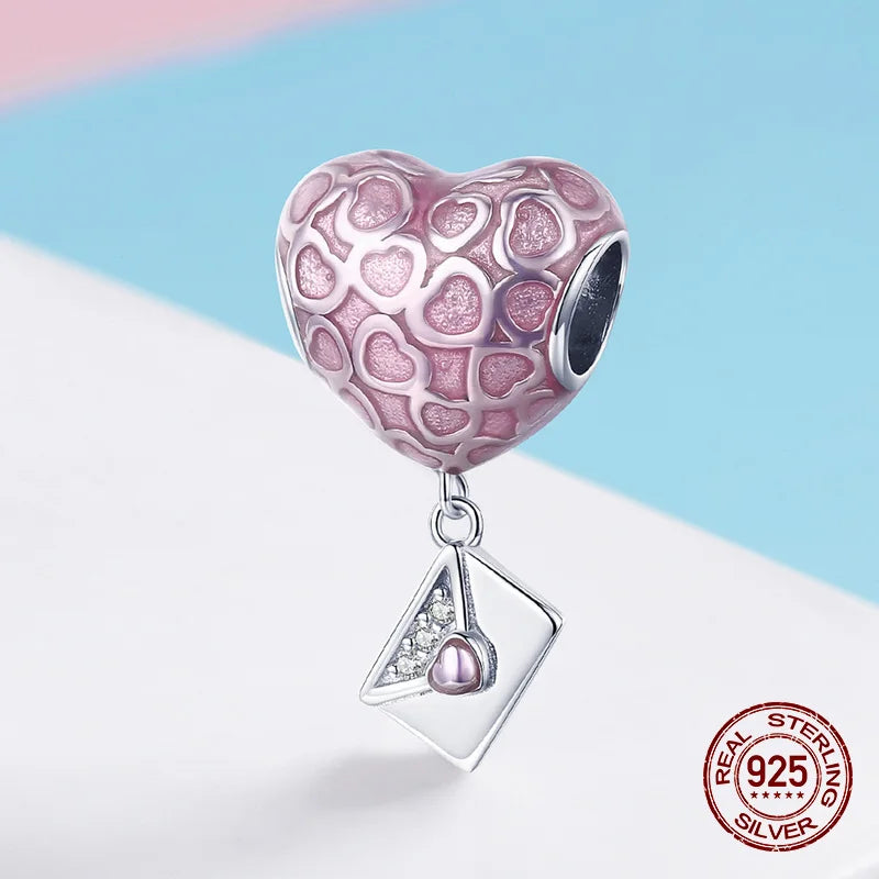 Heart Pendant Bracelet Charms 925 Sterling Silver Jewelry DIY