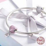 Heart Pendant Bracelet Charms 925 Sterling Silver Jewelry DIY