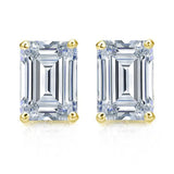 14K Yellow Plated Emerald Cut CZ Women's Stud Earring Gift