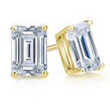 14K Yellow Plated Emerald Cut CZ Women's Stud Earring Gift