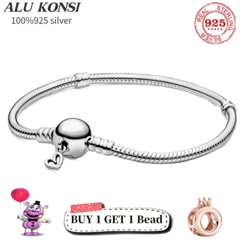 925 Silver Heart Bracelet Women Gift Jewelry