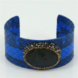 Women's Snakeskin Leather Bracelet with Rhinestone Charm