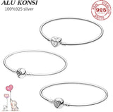 925 Sterling Silver Love Heart Bangle For Women