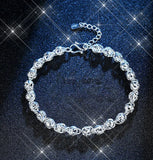 925 Silver Hollow Ball Bracelet Women Girl Christmas