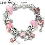 Hollow Foot Beads Charm Bracelets for DIY - Women Men Girlfriend Bijoux Pulseras