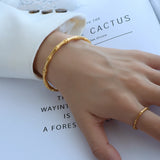 Hypoallergenic Women's Stainless Steel Bamboo Cuff Bangle Bracelet