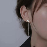 Summer Style 925 Silver Bow Tassel Earrings with Zircon