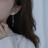 Summer Style 925 Silver Bow Tassel Earrings with Zircon