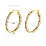 Zircon Half Circle Hoop Earrings Titanium Steel Crystal Jewelry Gift