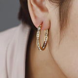 Zircon Half Circle Hoop Earrings Titanium Steel Crystal Jewelry Gift