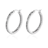 Zircon Half Circle Hoop Earrings Titanium Steel Crystal Jewelry Gift