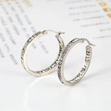 Zircon Half Circle Hoop Earrings Titanium Steel Crystal Jewelry Gift