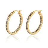 Zircon Half Circle Hoop Earrings Titanium Steel Crystal Jewelry Gift